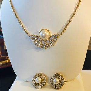 Monet Faux Pearl Necklace and Earrings